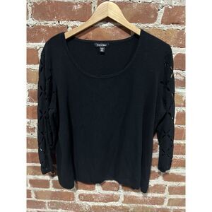 Roz and Ali Sweater Womens Plus 2X Black Rayon Blend